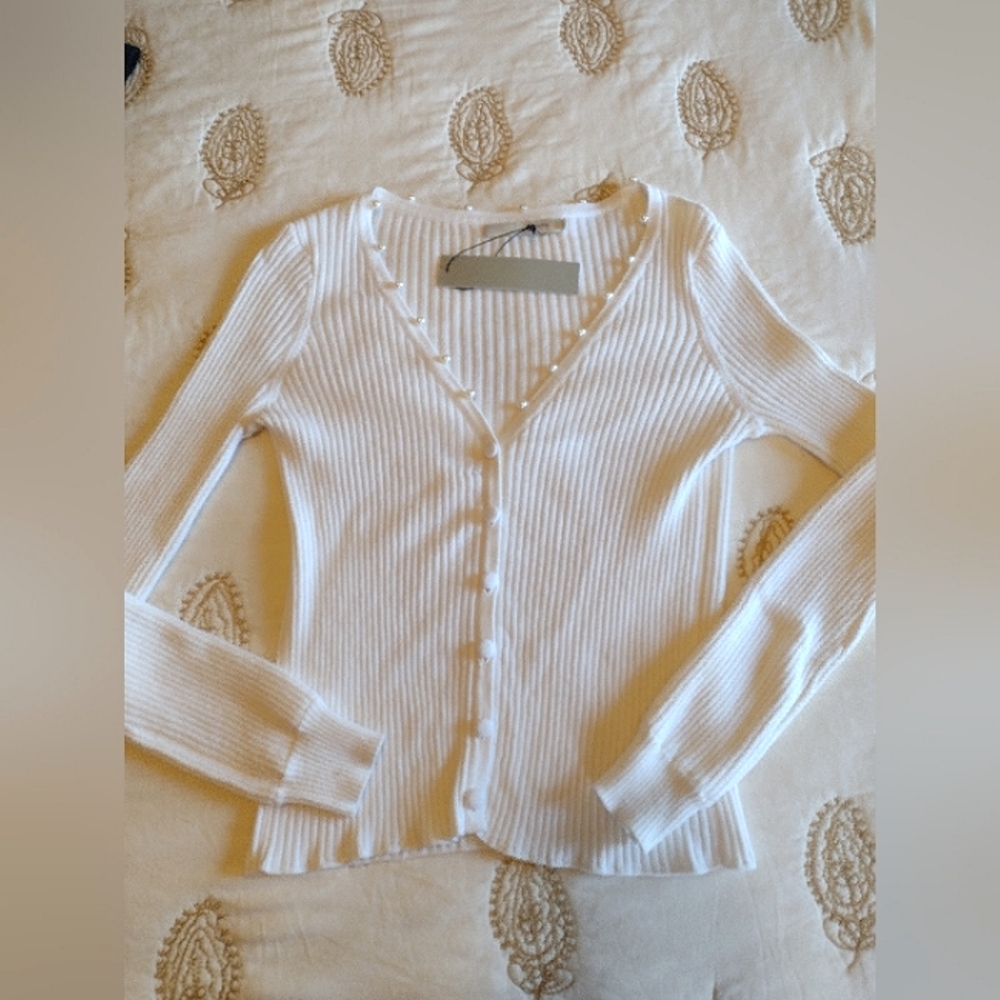 NWT One Grey Day Cotton Cashmere Sweater